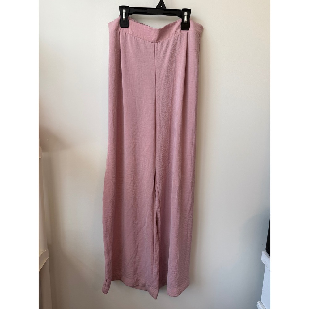 Maison d'Amelie Paris Wide Leg Pants Dusty Rose Pink Elastic Waist Large